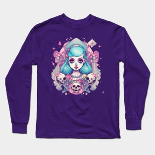 Pastel Goth Girl with skulls Long Sleeve T-Shirt